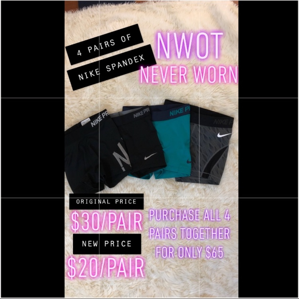 NWOT 4 Pairs of Nike Dri-Fit Spandex Shorts